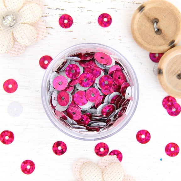 Threadart Hot Fix Loose Sequin - 6MM Hot Pink Hologram - 720 per pkg - Hotfix