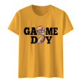 thumbnail image 4 of TSADFHJI Chandail en Molleton Graphique pour Femmes Manches Courtes Col Rond Rugby Imprimé Lettre TG Or, 4 of 5