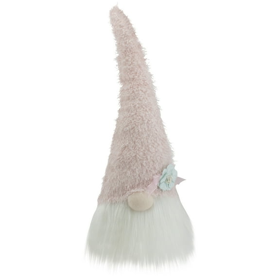 Northlight Spring Gnome Head with a Flower - 16" - Pink and White