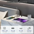 thumbnail image 3 of Hommpa Modern Nightstand with Charging Station High Gloss LED Light Bedside Table USB Type C Smart Nightstands 2 Drawer Open Shelf 2 Power Outlets Textured White Side Table for Bedroom 26.8 inch Tall, 3 of 11