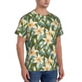 thumbnail image 4 of Yiaed Lilies Flowers Print Mens Short Sleeve Tight Fit T-Shirt, Crewneck Casual Tee-XX-Large, 4 of 5