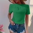 thumbnail image 2 of Womens T-Shirt Crew Neck Shirt Basic Casual Loose Blouse Summer Solid Color Short Sleeve Tops Women's Dressy Going Out Casual Party Office Top, 2 of 5