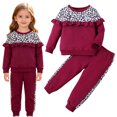 thumbnail image 2 of Kogui Girls Clothes Sets Toddler Girl Clothes Kids Outfits Long Sleeve Sweatshirt Bell Bottom Pants Set Fall Winter Clothing for Girls 3 6 9 12 18 Months 2T 3T 4T 5T (Wine,4-5 Years), 2 of 9