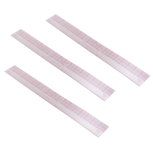 3X Herramienta de Dibujo Regla de Plastico Blando Paralela de Angulos Cuadrados Rosado