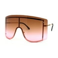 thumbnail image 2 of Oversize Wrap Shield Rimless 80s Funky Sunglasses Gold Brown Pink, 2 of 4