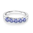 thumbnail image 2 of Gem Stone King 925 Sterling Silver Blue Tanzanite Wedding Band Ring for Women (0.90 Cttw, Round 3.5MM, Gemstone December Birthstone, Available in Size 5, 6, 7, 8, 9), 2 of 4