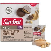 SlimFast Low Carb Chocolate Snacks, Keto Friendly for Weight Loss with 0g Added Sugar & 3g Fiber, Peanut Butter Chocolate, 14 Count Box Packaging May Vary