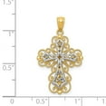 thumbnail image 4 of Diamond2Deal 14k Two-tone Gold 2 Level Filigree Cross Pendant for Women (L- 1.17 in, W- 0.71 in), 4 of 4