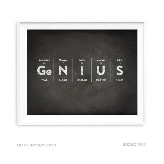 Genius Periodic Table of Elements Vintage Chalkboard Wall Art Décor