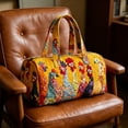 thumbnail image 3 of Quilted Large Embroidery Duffle Bag For Women Travel Tote Cute Nature Prints Shoulder Bag Weekend Trip Overnight Carryall Purse Luggage Storage, 3 of 9