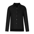 thumbnail image 3 of Blouses for Women Lapel Collared Dressy Fashion Work Shirts 3/4 Sleeve Spring Button Down Solid Color Business Tops, 3 of 5