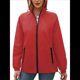 thumbnail image 2 of Chaqueta Impermeable para Mujer, Cortavientos, Impermeable, con Capucha, Plegable y Bolsillos. Rojo XL, 2 of 9