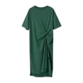 thumbnail image 5 of FRSASU Women's Summer Tie Side Tshirts Dress Basic Loose Crewneck Short Sleeve Casual Midi Dresses for Daily Wear Green, 5 of 9