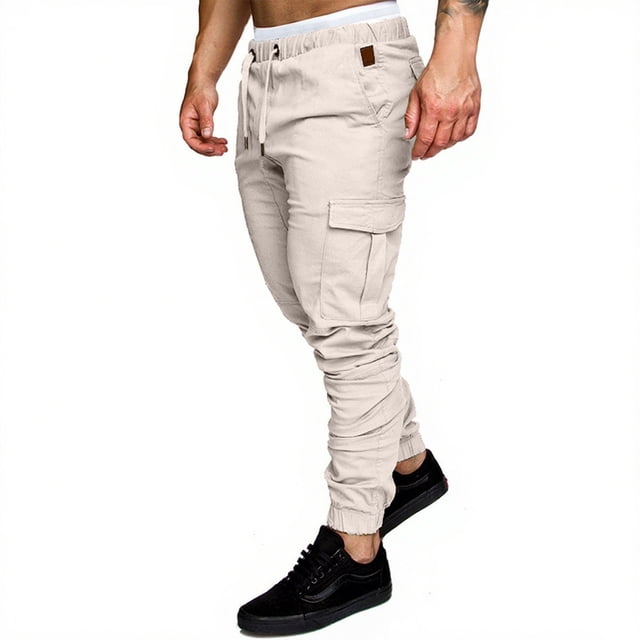 Tqyyweavej Men's Casual Cargo Pants Workout Joggers Quick Dry Stretch Sweatpants Hiking Drawstring Tactical Pants with Multi Pockets