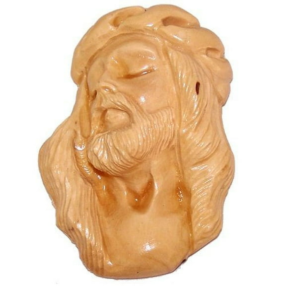 Holy Land Market Jesus Christ with Crown of Thorns - Agony Magnet - Olive wood (2.75 inches - 7cm)