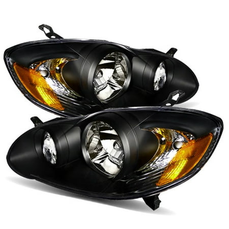 - For 03-08 Toyota Corolla JDM Black Crystal Aftermarket Headlights Lamps Pair