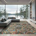 thumbnail image 2 of ODIKA 8'x10' Washable Area Rug Durable, Non-Slip Alphabet Abc Journey Through Squares Wildlife Botanical Classroom for Living Room, Under Sectional, Family, 2 of 7