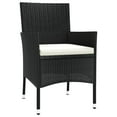 thumbnail image 3 of vidaXL Ensemble Bistro de Jardin 5 Pcs avec Coussins en Rotin Poly Noir, 3 of 5