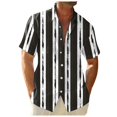 thumbnail image 3 of Wyzesi Maternity Shirts Fall Colors Men Short Sleeve Fashion Striped Printed Shirt Multicolor Striped Non Positioned Printed Men Shirt Compression Shirt Men Slimming Undershirt Body, 3 of 5