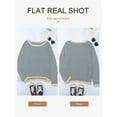 thumbnail image 5 of Womens Sweaters Long Sleeve Crew Neck Color Block Striped Casual Knitted Pullover Tops Light Gray XL, 5 of 6