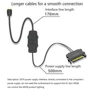 5V 3PIN ARGB Controller,Built-in Light Mode,SATA Interface Extension Cable for PC Case Fan(Black)