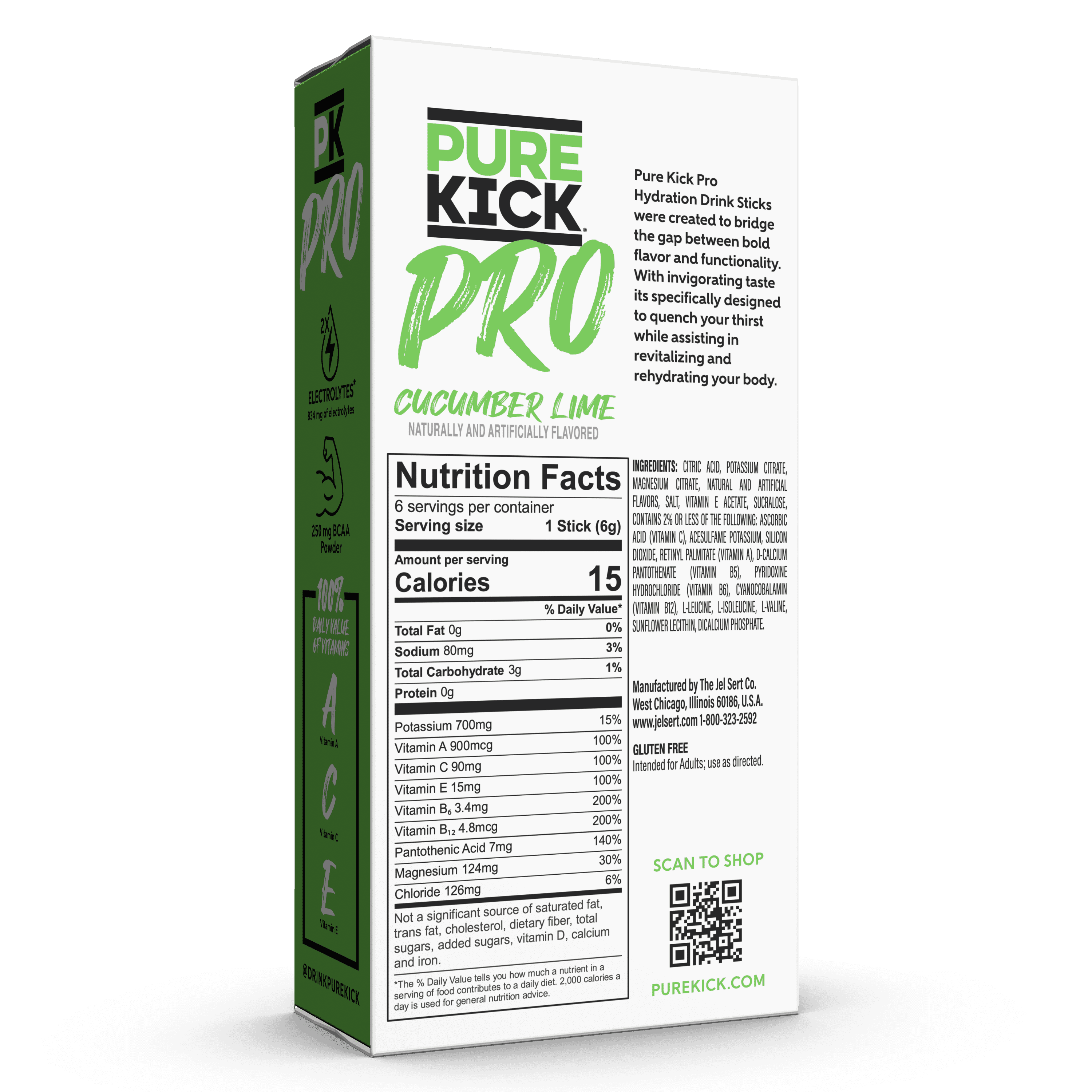 (6 pack) Pure Kick Pro Cucumber Lime, Hydration Electrolyte Powdered Drink Mix, 6 Count Packets
