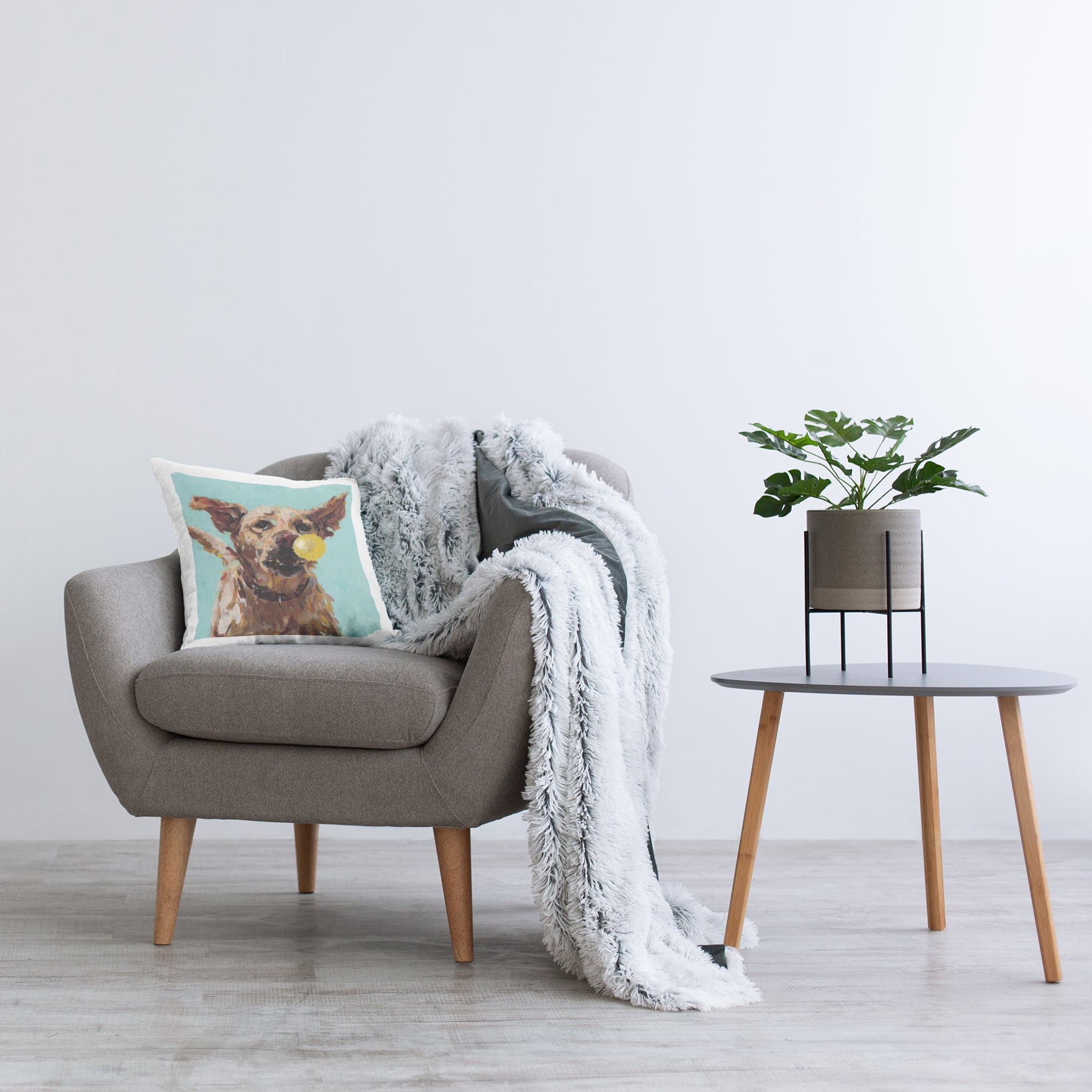 Stupell Industries Dog Playing with Ball Decorative Printed Throw Pillow, design by Studio Bautista