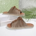 thumbnail image 6 of Hopeusnice Slippers for Women Non-Slip PU Materials Summer Shoes Soft Breathable Open Toe Flat Heel Trendy Women's Slippers Roman Boho Style Shoes for Beach Lightweight Walking Shoes Khaki 41, 6 of 9