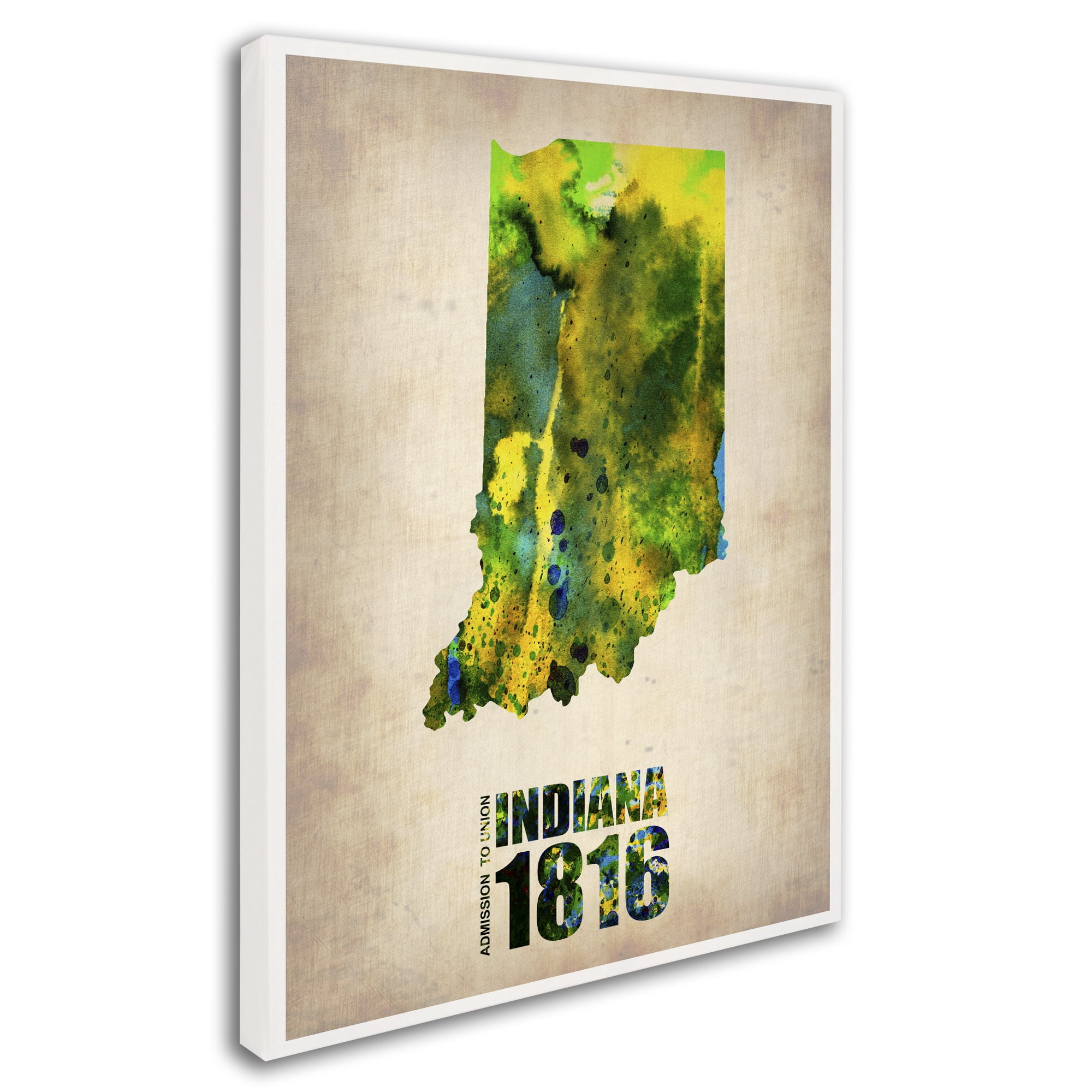 Trademark Fine Art "Indiana Watercolor Map" Canvas Art by Naxart