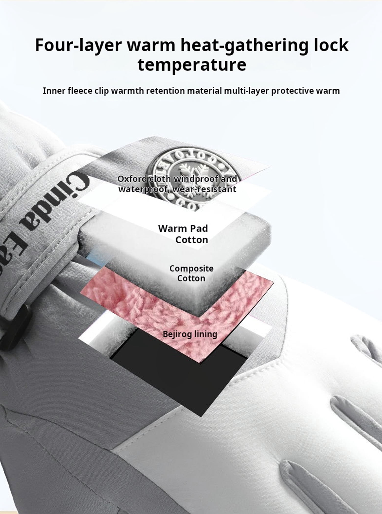Cinda Ease Waterproof Ski Gloves for Men & Women, Thermal Winter Snow Gloves with Touchscreen Fingertips, Anti-Lost Buckle, Windproof Adjustable Cuff for Snowboarding & Outdoor Sports
