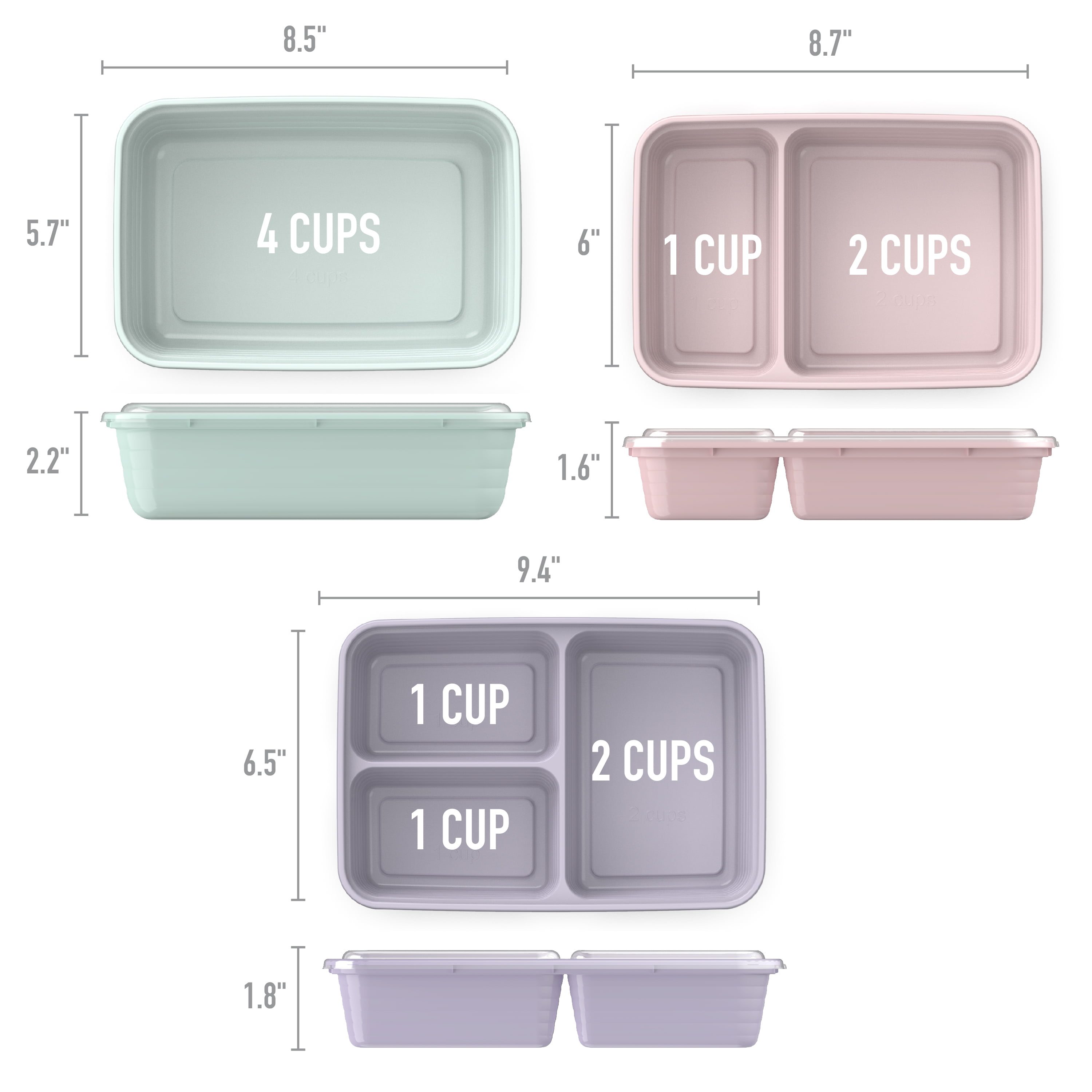  Bentgo® Prep 60-Piece Meal Prep Kit - Reusable Food Containers  1-Compartment, 2-Compartment, & 3-Compartments for Healthy Eating -  Microwave, Freezer, & Dishwasher Safe (Floral Pastels): Home & Kitchen