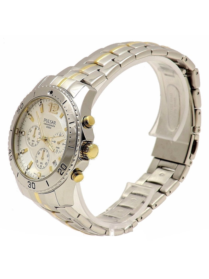 Pulsar PT3291 Men's Chronograph Silver Dial Two Tone Steel