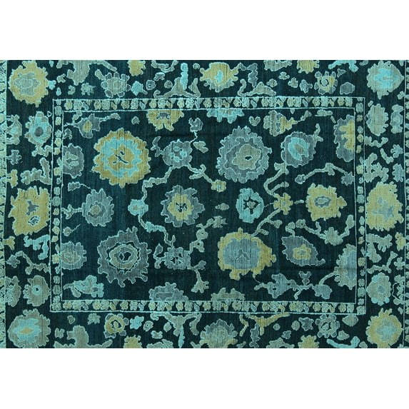 Ahgly Company Indoor Rectangle Oriental Light Blue Traditional Area Rugs, 7' x 9'