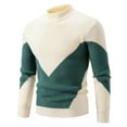 thumbnail image 1 of cfhntfmh Mens Sweaters Warm Long Sleeve Mock Neck Color Block Knit Sweaters Winter Fall Fashion Clothes 2024, 1 of 4