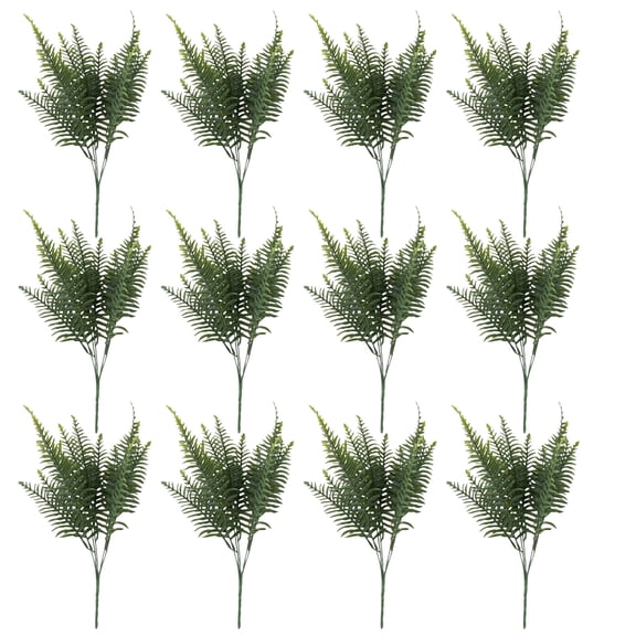 12 Pcs Artificial Ferns for Outdoor Use, UV Resistant Faux Greenery Plants, Large Artificial Boston Fern Silk Bush for Porch Window Box Garden Decor