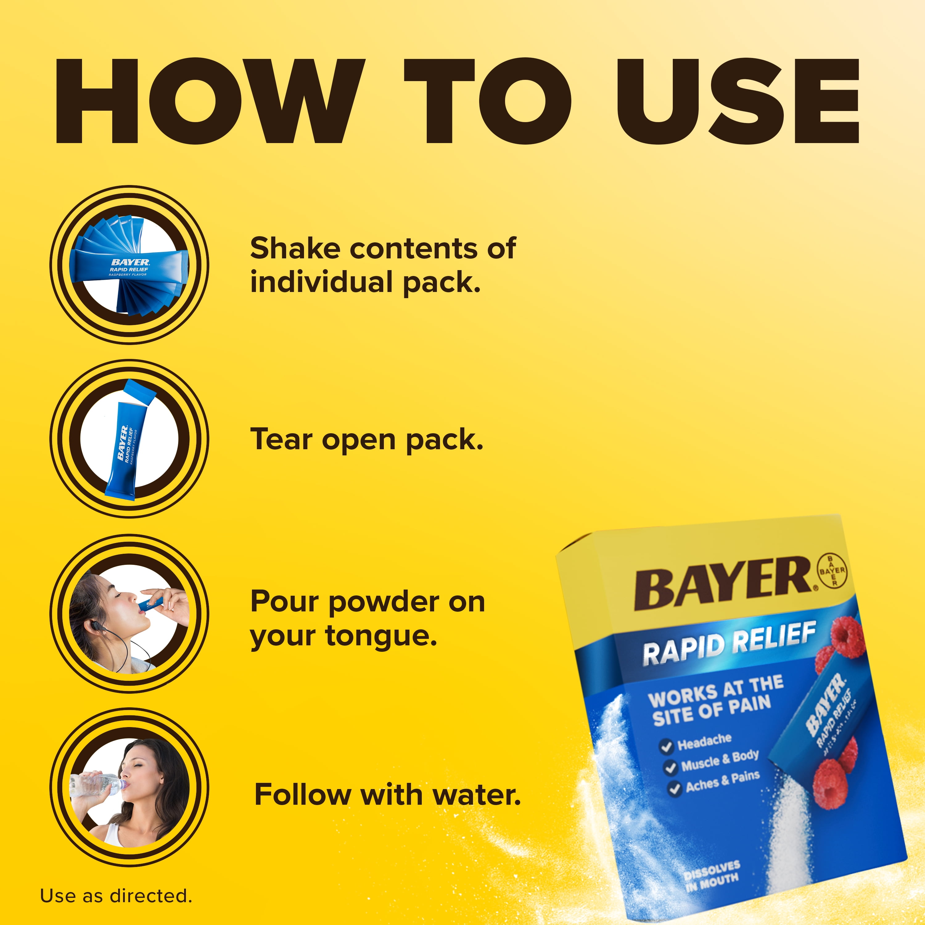 (2 pack) Bayer® Rapid Relief, Fast Acting Headache Relief, Muscle and Body Pain Reliever, 20ct