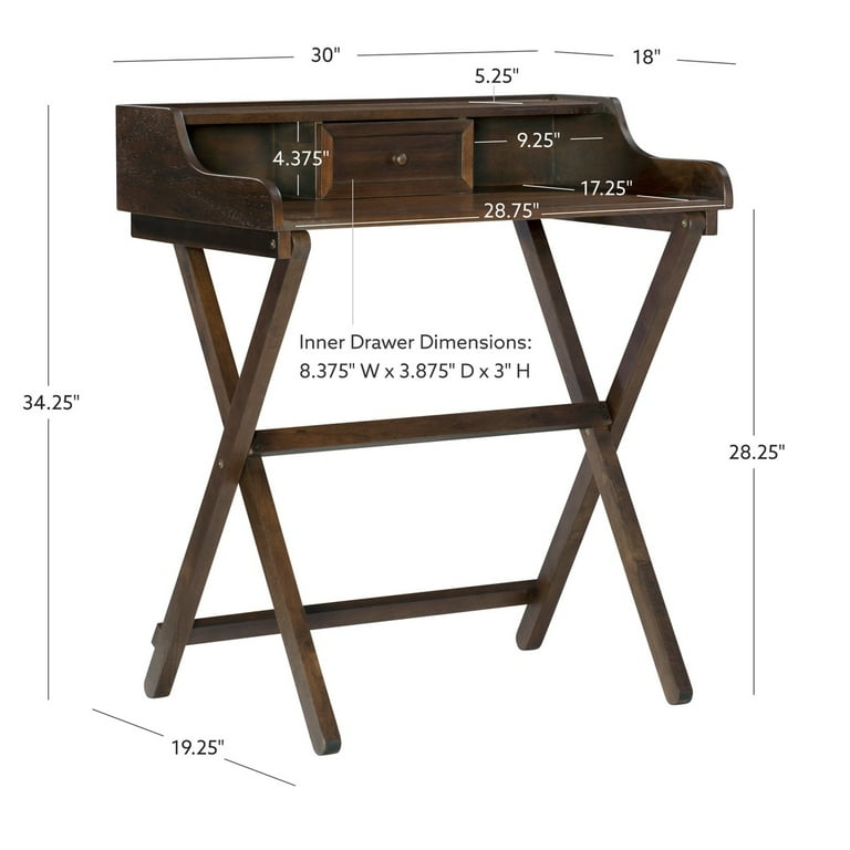 Linon Chitwood Single Drawer Folding Writing Desk 30