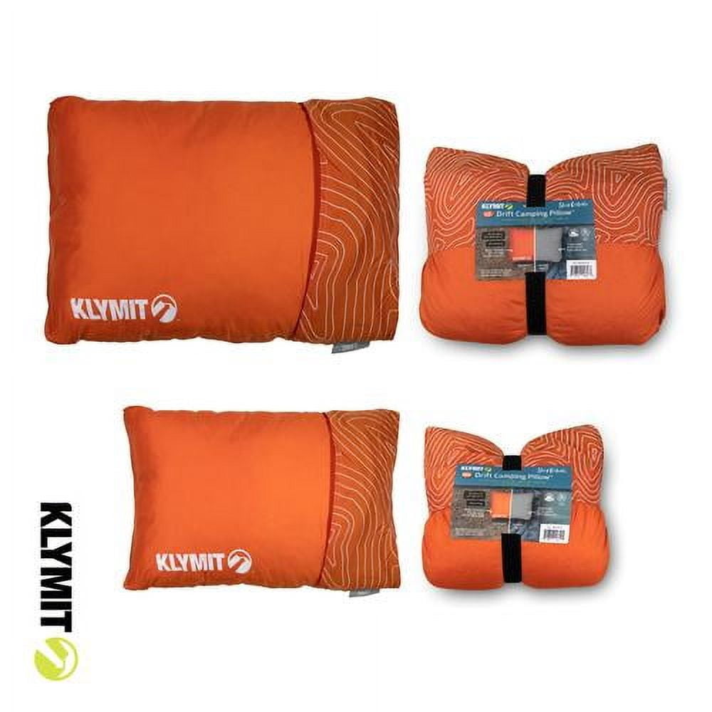 Klymit Drift Camp Large Outdoor Pillow, 23x16x6.5in, Orange