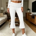 thumbnail image 5 of MLCDZ Women's Flare Capri Leggings with Pockets Tummy Control Elastic High Waisted Bootcut Yoga Pants Workout Sports Lounge Capris, 5 of 9