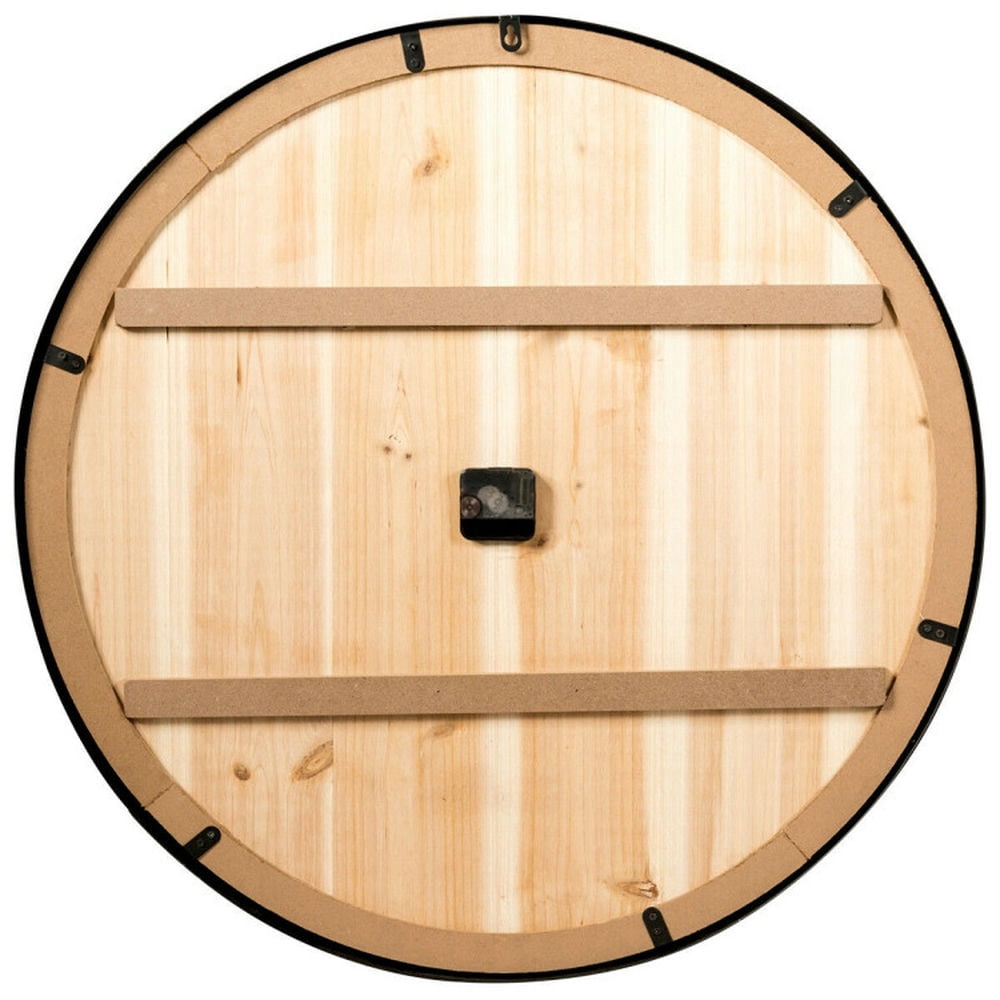 Barara King 30 Inch Round Wall Clock Decorative Wooden Silent Clock with Battery