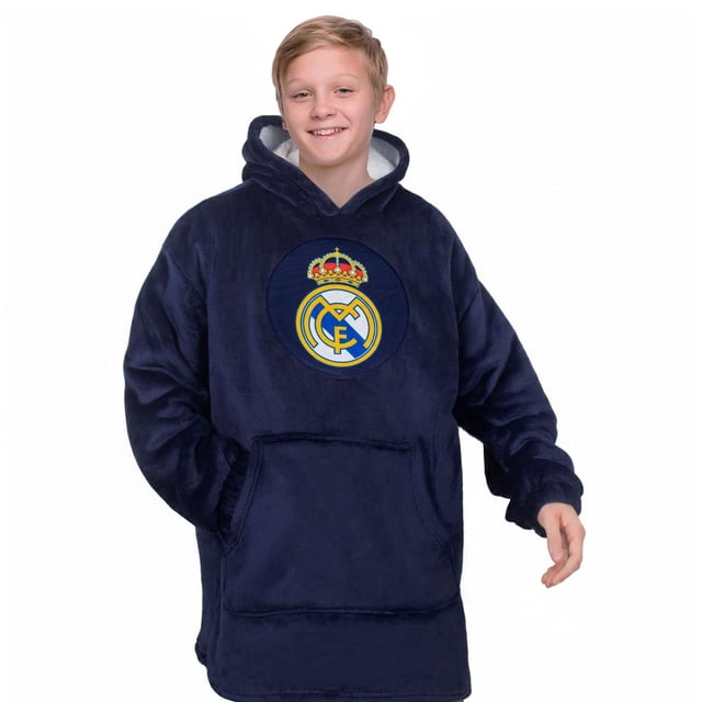 Real Madrid CF Garçon/fille Blason Chandail à Capuchon Couverture Surdimensionné
