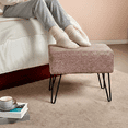 thumbnail image 3 of Home Soft Things Jacquard Chenille Stool Chair Upholstered Footrest Ottoman with Black Metal Legs and Padded Seat, Babati-Light Brown, 19" x 13" x 17", 3 of 8