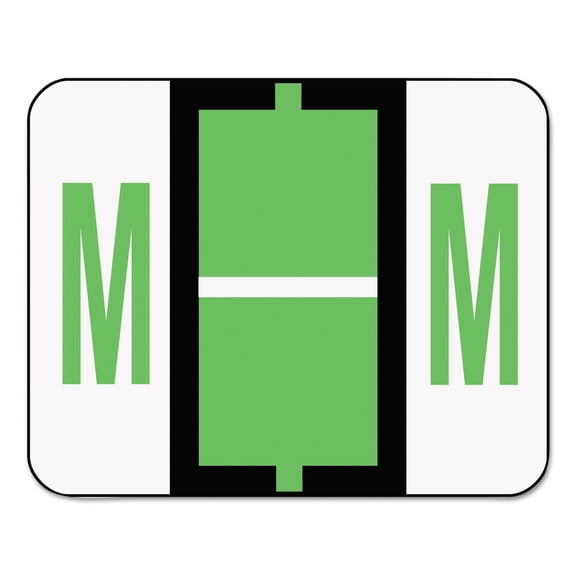 Smead A-Z Color-Coded Bar-Style End Tab Labels, Letter M, Light Green, 500/Roll -SMD67083