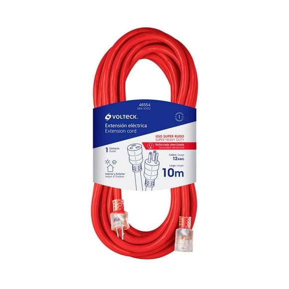 Extensión reforzada aterrizada 20 m 3x12 AWG TRUPER Luz indicadora de encendido