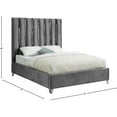 thumbnail image 3 of Maklaine Contemporary Solid Wood and Velvet King Bed in Gray, 3 of 6