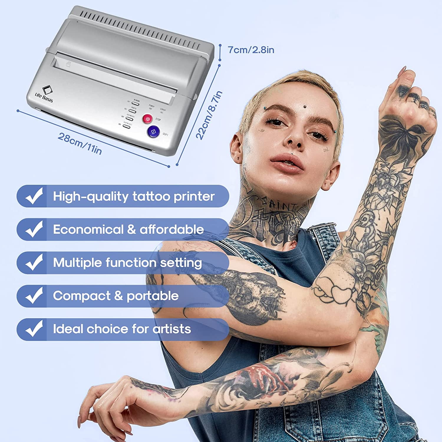 Tattoo Transfer Stencil Machine with 30 Pieces Tattoo Transfer Paper,  Tattoo Transfer Printer Machine Thermal Copier Printers for Tattoo Supplies