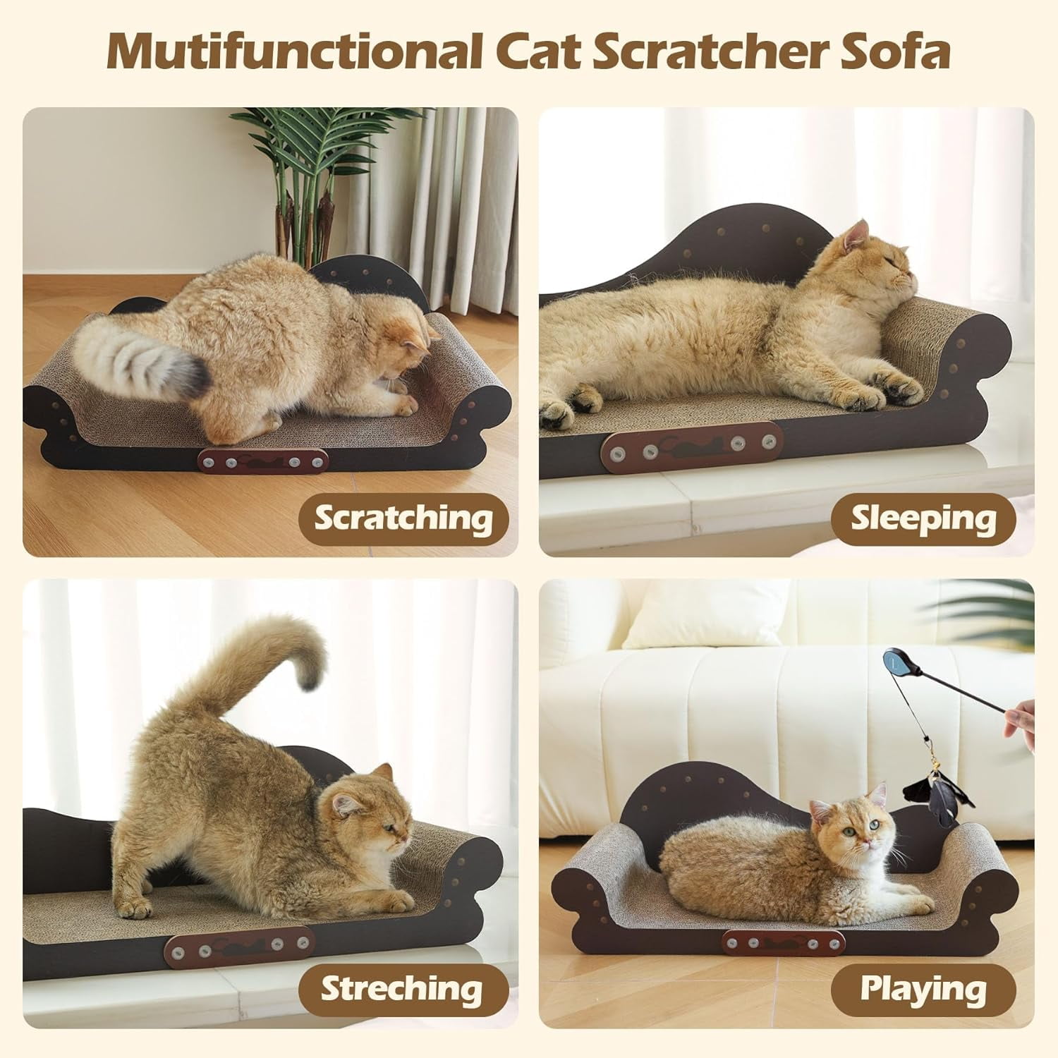 Cat Scratcher Bed,Cat Scratching Board Cat Couch Scratcher Cardboard, Durable Scratch Lounge Cat Bed,Long Lasting Scartching Pads for Indoor Cats,Corrugated Pet Scratcher Pad