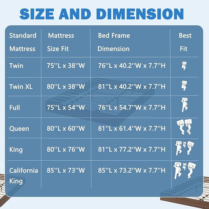 Queen Size Wood Platform Bed Frame,Wooden Bed Frame Without Headboard, Wood Slat Support,No Box Spring Needed, Easy Assembly, Walnut