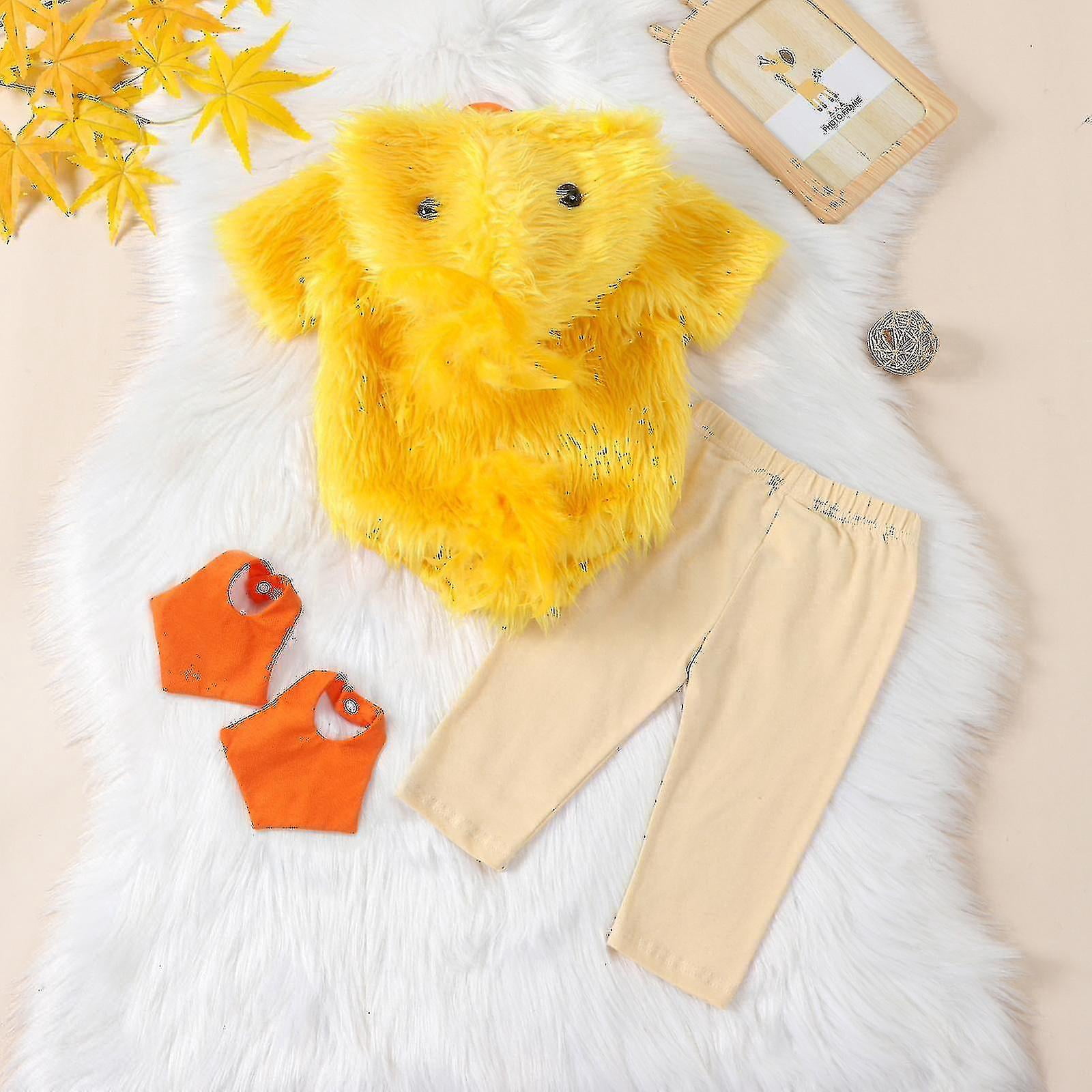 Disfraz De Pollito Bebe – Mameluco De Invierno Con Capucha Y Aletas – Polar Cálido – Tallas De 3 A 24 Meses