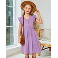 thumbnail image 5 of Arshiner Girls Dresses Ruffle Sleeve A-Line V-Neck Sundress Summer Swing Midi Dress with Pockets, 5 of 6